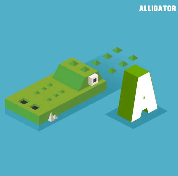 Un pour Alligator. Alphabet animal collection — Image vectorielle