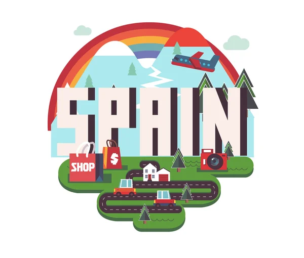 Spanje prachtig land in de wereld — Stockvector