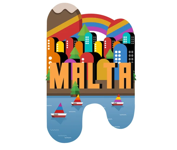 Malta prachtig land in de wereld — Stockvector