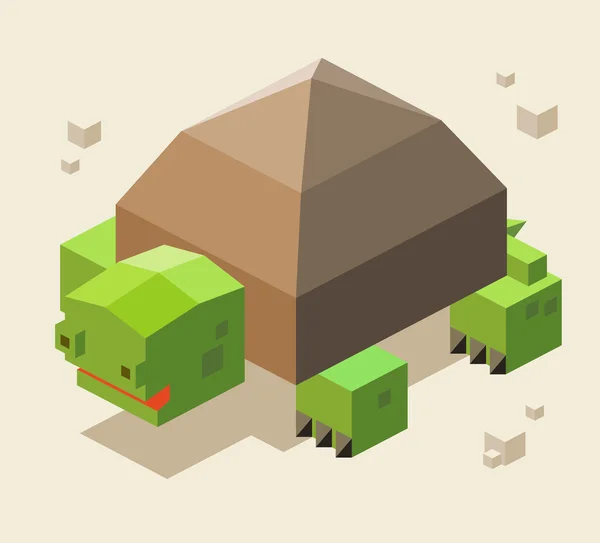 Turtle. 3d pixelate isometric — Stock Vector