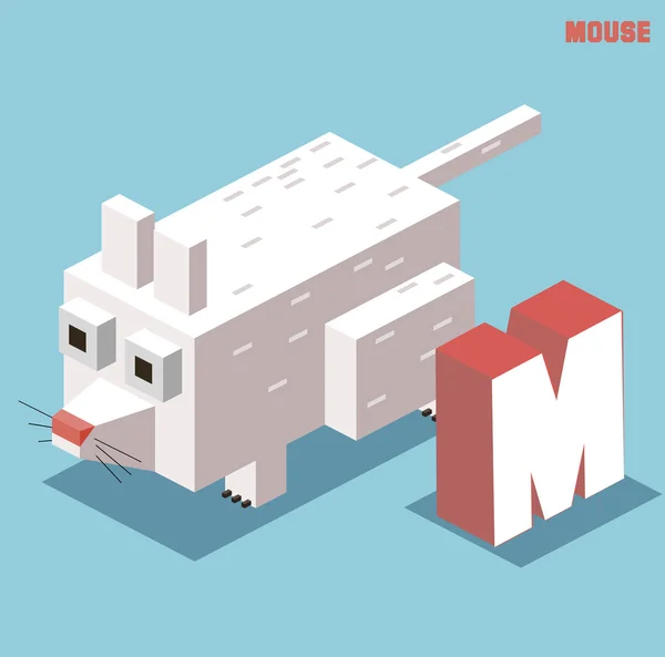 M per mouse, Collezione di alfabeti animali — Vettoriale Stock
