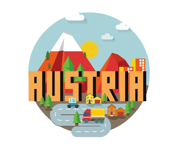 Красивая страна для отдыха в Австрии — стоковый вектор