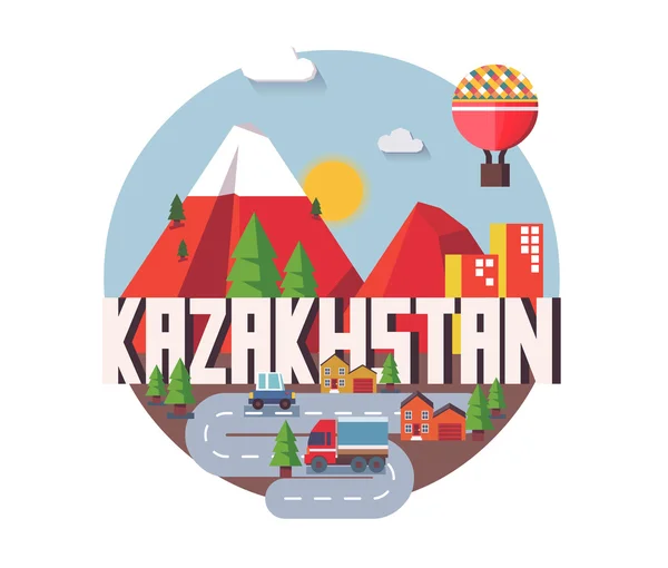 Kazachstan prachtig land in de wereld — Stockvector