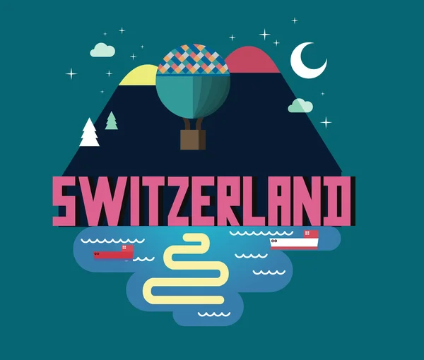Suiza hermoso país para visitar de vacaciones — Vector de stock