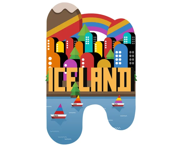 Islandia hermoso país en el mundo — Vector de stock