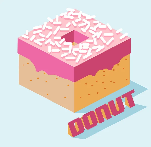 Roze bekroond donut — Stockvector