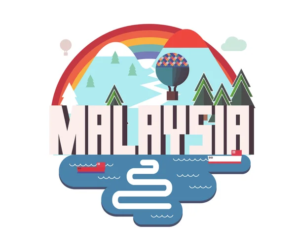 Malezya güzel ülke dünyada — Stok Vektör