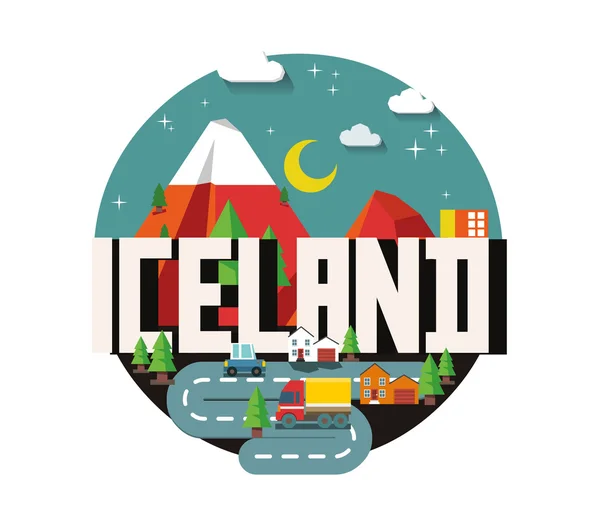 IJsland prachtige land in de wereld — Stockvector