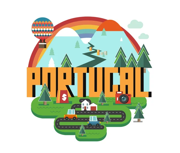 De prachtige land Portugal in wereld — Stockvector