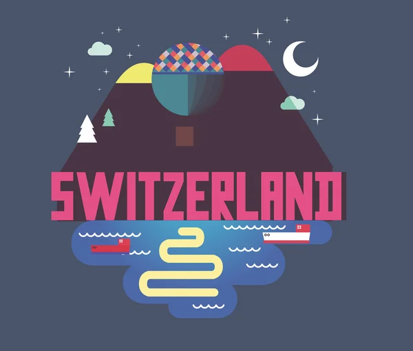 Suiza hermoso país para visitar de vacaciones — Vector de stock