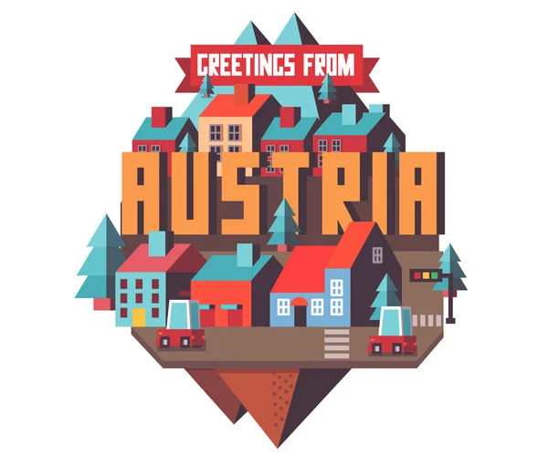 Tatile ziyarete güzel ülke Avusturya — Stok Vektör