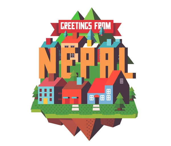 Nepal belo país para visitar de férias — Vetor de Stock