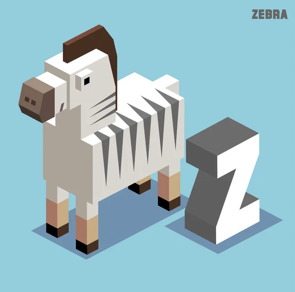 Z voor Zebra. Dieren alfabet collectie — Stockvector