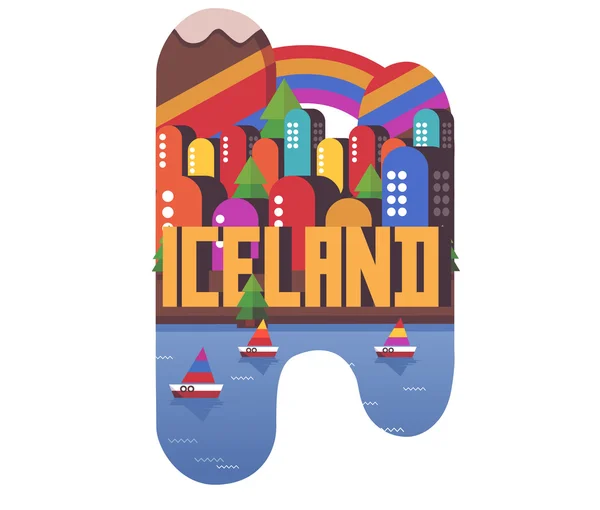 Исландия красивая страна в мире — стоковый вектор