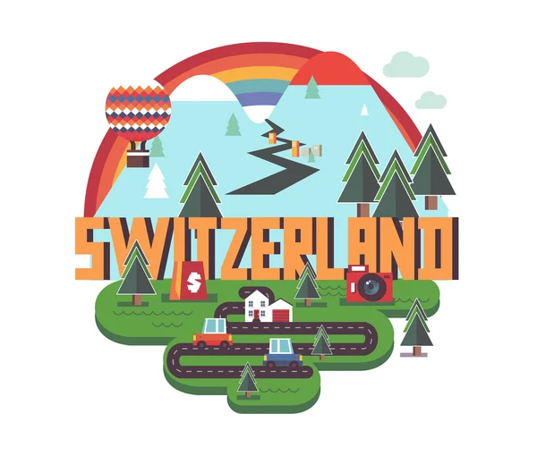 Schweiz vackra land att besöka på semester Stockillustration