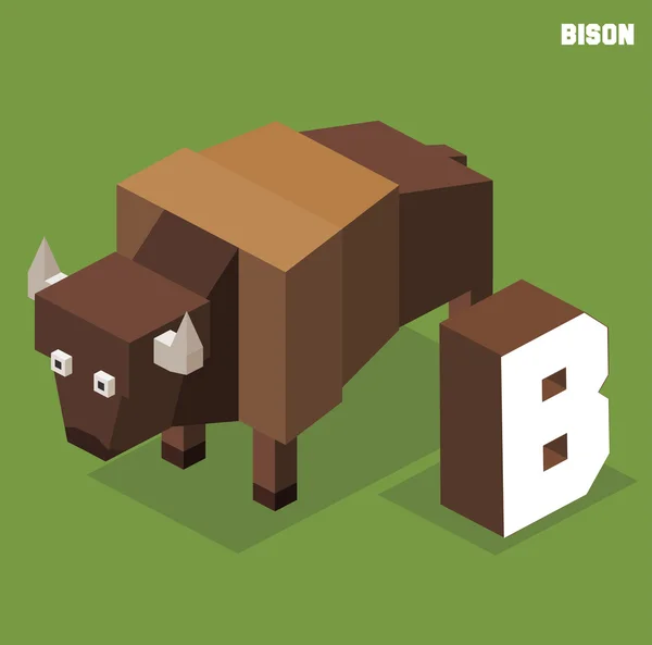 Bison, hayvan alfabe koleksiyonu için B — Stok Vektör