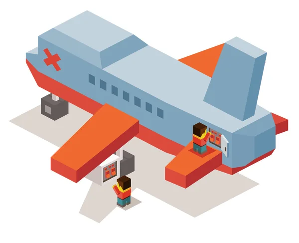 Manutenção do avião. Arte isométrica —  Vetores de Stock