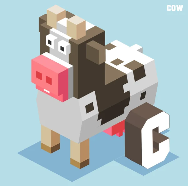C pro krávu. Sbírku zvířat abeceda — Stockový vektor