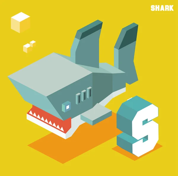 S pour requin, collection Alphabet d'animaux — Image vectorielle
