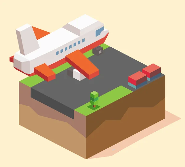 Atterrissage de l'avion à l'aéroport — Image vectorielle