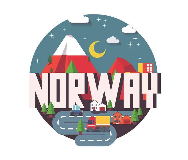 Noruega hermoso país para visitar — Vector de stock