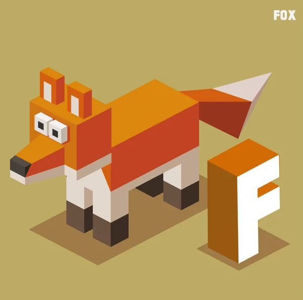 A Fox F. Állati ábécé gyűjtemény — Stock Vector