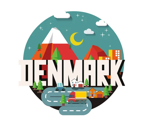 Dinamarca hermoso país en el mundo — Archivo Imágenes Vectoriales