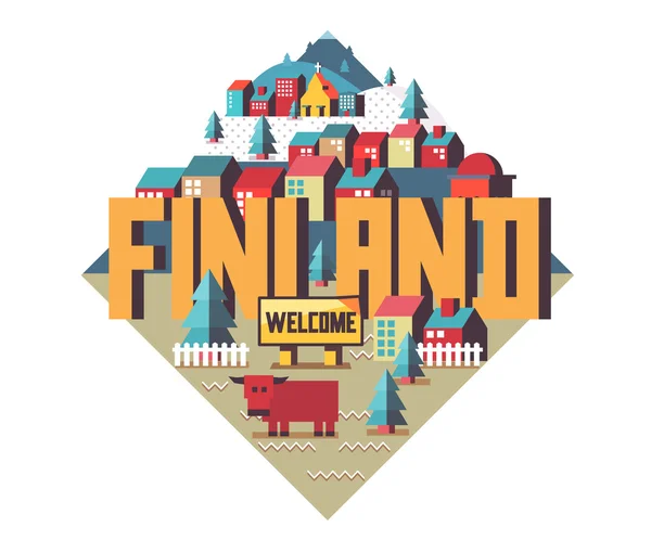 Finlandia hermoso país en el mundo — Vector de stock