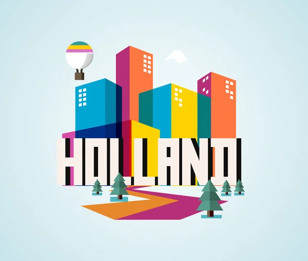 Holland ist ein schönes Land, das man im Urlaub besuchen kann — Stockvektor