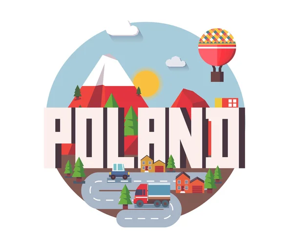 Polonia hermoso país en el mundo — Vector de stock