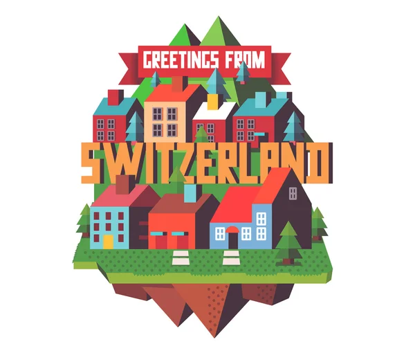 Suiza hermoso país para visitar de vacaciones — Archivo Imágenes Vectoriales