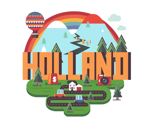 Holland beautiful country to visit on holiday — Stock Vector