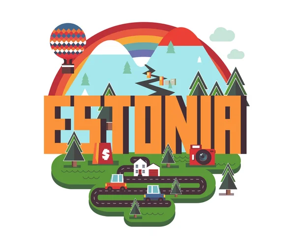 Dünya güzel ülkede Estonya — Stok Vektör