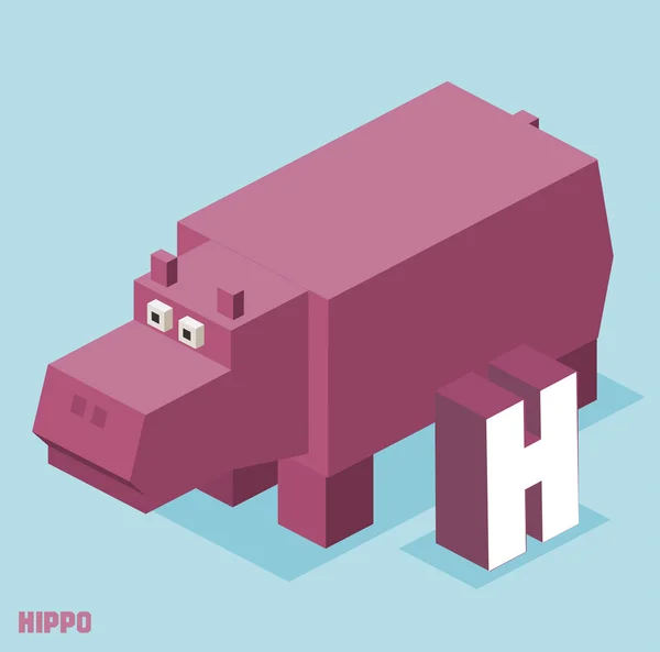 H voor hippo dier alfabet collectie — Stockvector