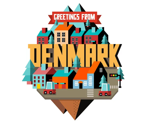 Danimarca bellissimo paese nel mondo — Vettoriale Stock