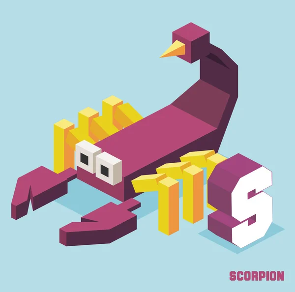 S para escorpión, colección Animal Alphabet — Vector de stock