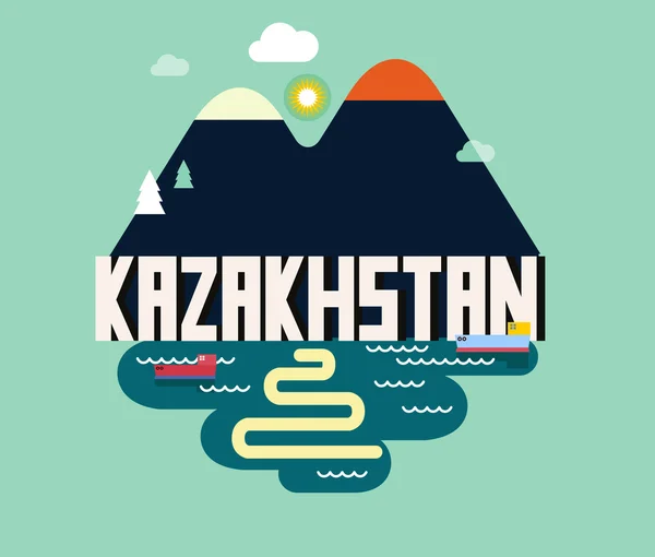 Kazachstan prachtig land in de wereld — Stockvector