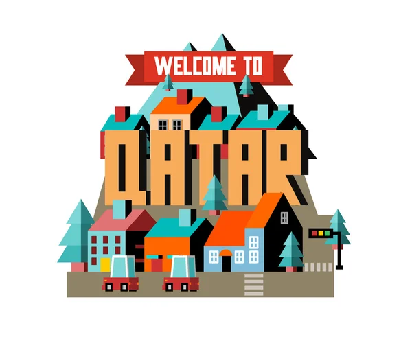 Qatar hermoso país para visitar — Vector de stock