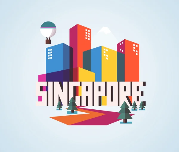 Singapur hermoso país para visitar — Vector de stock