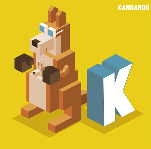 K for Kangaroo. Animal Alphabet collection — Stock Vector