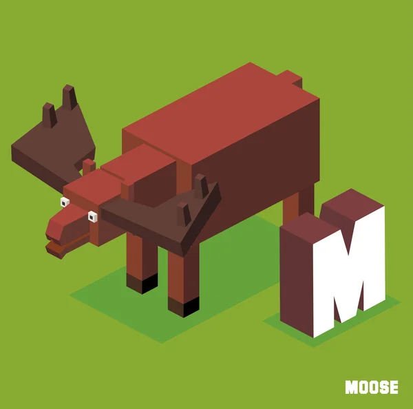 M pour Moose. Alphabet animal collection — Image vectorielle