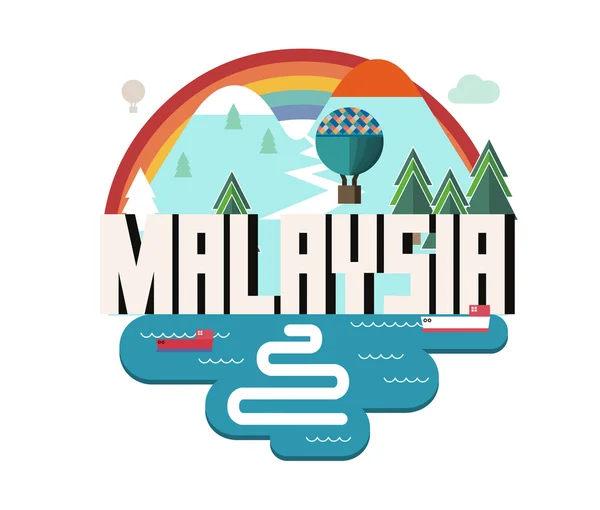 Malaisie beau pays dans le monde — Image vectorielle