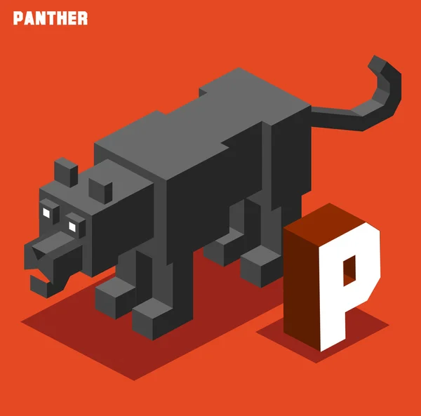 P for panther. Animal Alphabet collection — Stock Vector