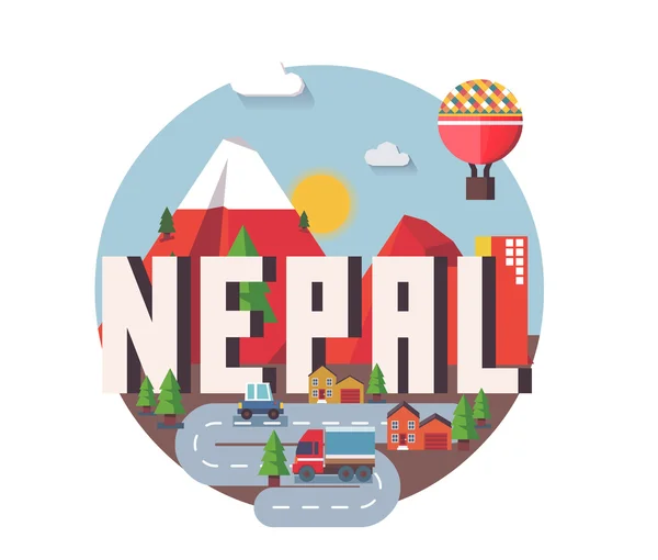Непал красивая страна посетить на отдых — стоковый вектор
