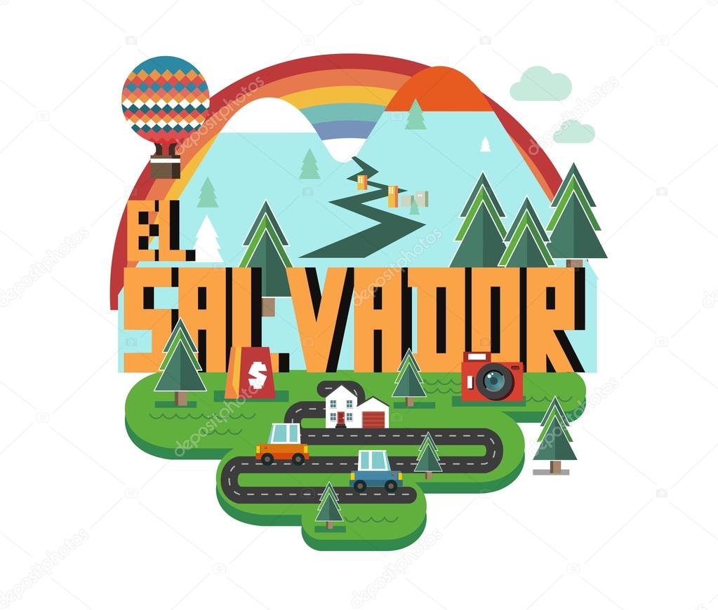 El Salvador beautiful country in world. Vector illustration