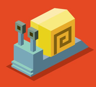 Salyangoz. 3D pixelate izometrik 