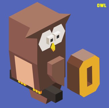 O baykuş, hayvan alfabe koleksiyonu için 