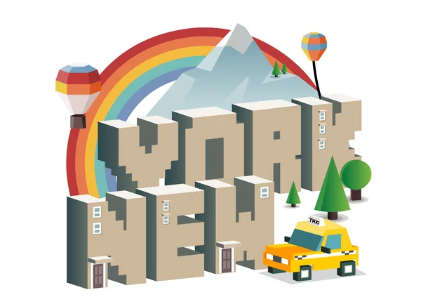 New York-i gyönyörű hely-hoz látogat — Stock Vector