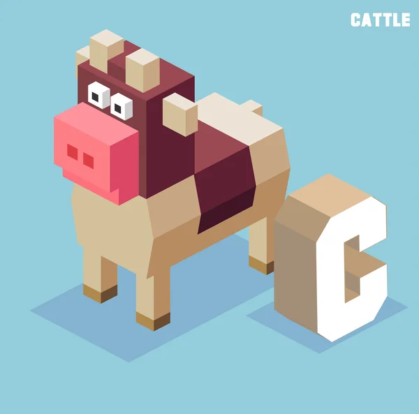 C voor runderen, dier alfabet collectie — Stockvector