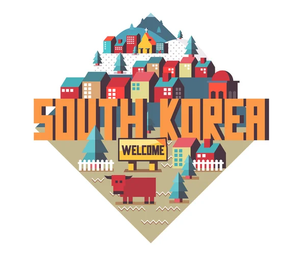 Corea del Sur hermoso país en el mundo — Archivo Imágenes Vectoriales